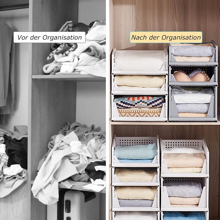 Closet Organizer 3-Piece Set, Foldable Storage Box, Organization System for Drawers, Lockers, and Closets (White)