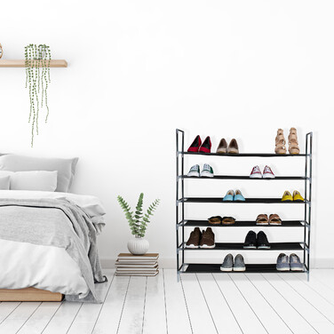 Relaxdays shoe rack with fabric shelves, 1 m