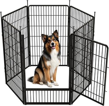 Стійка для собак SunsGrove (6 частин, 68x114 см) - чорна, для цуценят, антикорозійна, без інструментів