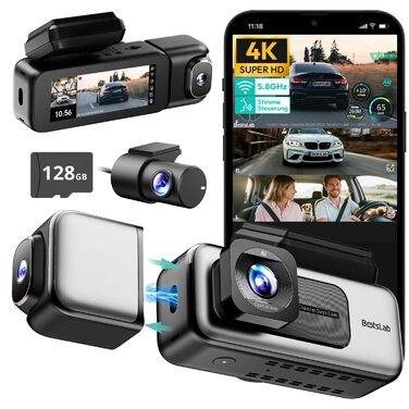 Відеореєстратор автомобільний 4K триканальний BOTSLAB G980H з паркуванням, GPS, WiFi, 128GB SD карта
