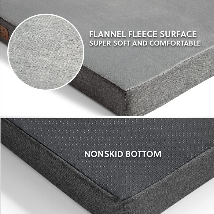 BEDSURE Orthopedic Dog Bed - Large Dogs - 89x56x8cm Washable Dog Bed with 2 in 1 Memory Foam, Cozy Dog Mat/Dog Mattress, (L 120 x W 74 x H 10 cm, Dark Grey)