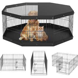 VEVOR 8-Panel Foldable Dog Playpen - 61cm High, Waterproof Oxford Fabric with Mat & Cover