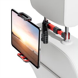 Тримач для планшету в авто TRYONE - кріплення на підголівник, висувний, сумісний з iPad, iPhone, Samsung Galaxy Tab, Kindle Fire HD, Switch (червоний)