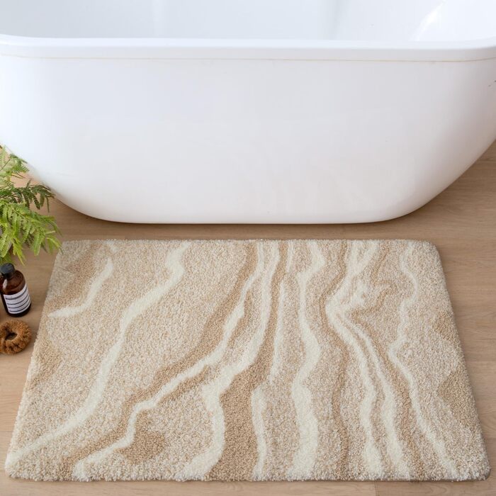 Килимок для ванної кімнати DEXI 44 x 76 см, антиковзаючий, миючий, мікрофібра, вбираючий, бежевий