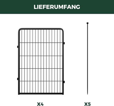 Вигул для цуценят FXW Rollick: для двору, кемпінгу, малих та середніх собак | 4 панелі, 100 см, чорний
