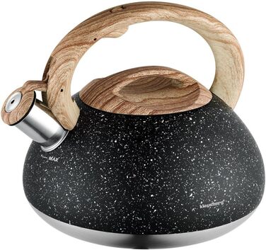 Чайник Klausberg з нержавіючої сталі з флейтою, 2.7 л, чорний