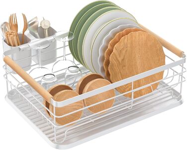 Dish Drying Rack, Dish Basket, Dish Drying Rack, Dish Drainer, Dish Drying Rack for Kitchen Counter Sink Organizer (White)