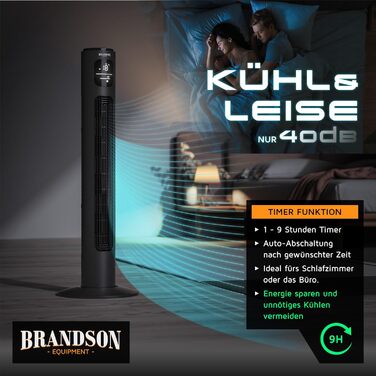 Турбовентилятор Brandson ECO з DC мотором: тихий, Wi-Fi, Smart Home, керування через додаток/Alexa, осциляція, чорний