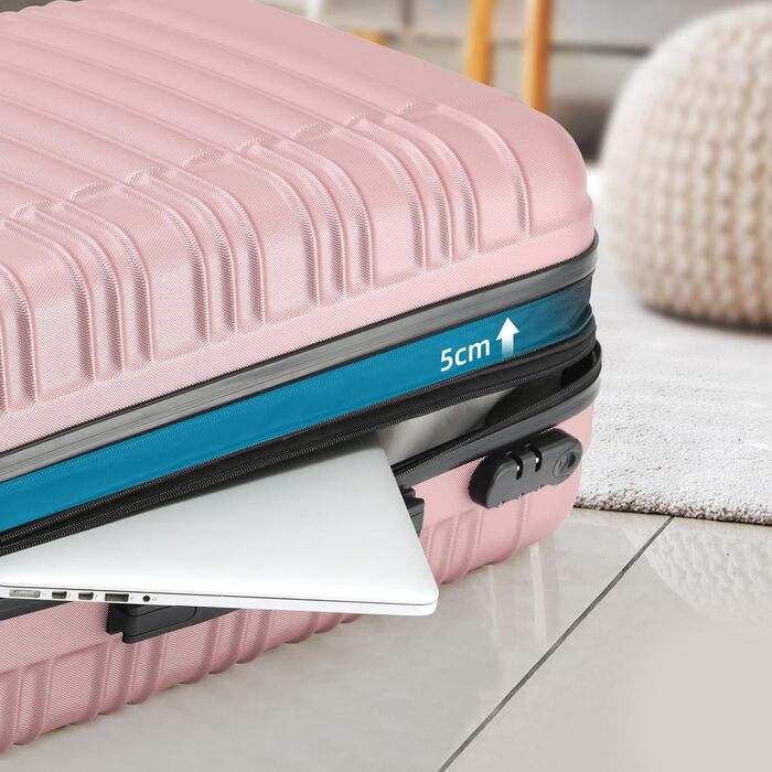 Чохол-валіза Beibye для подорожей, набір (кофе, рожеве золото)