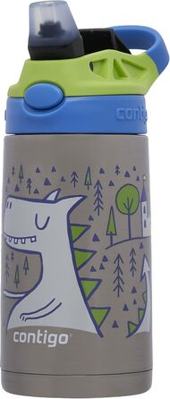 Contigo Kinder Easy Clean Autospout Water Bottle with Straw, BPA-Free Durable Water Bottle, 100% Leak-Proof, Easy to Clean, Ideal for Daycare, Kindergarten, School, and Sports, 420 ml (Matcha Dragon, Stainless Steel)