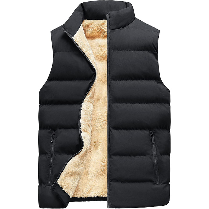Чоловіча флісова жилетка з утеплювачем, тепла ізольована стельтова жилетка, зимова жилетка-bodywarmer для чоловіків, софтшеллова жилетка для активного відпочинку, туризму та походів, терможилетка з блискавкою, колір: чорний