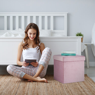 Relaxdays Рожевий оксамитовий стілець
