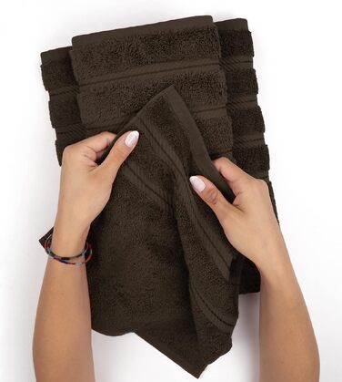 Набір розкішних рушників American Soft Linen з преміум турецької бавовни, готельна серія, 6 предметів, шоколадний коричневий