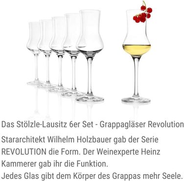 Набір келихів Stölzle Lausitz Grappa 6 шт, 90 мл для бренді, лікеру, граппи. Келихи зі ніжкою, преміум-якість, можна мити в посудомийній машині