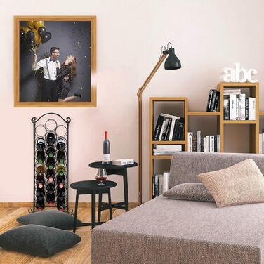 Винна етажерка Relaxdays на 21 пляшку, метал, чорна, для кухні, бару, погребу, 88x33x20 см, декоративна