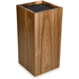 Navaris Acacia Wood Knife Block with Brush Insert - Unloaded Knife Block made of Wood - Universal for Kitchen Knives, Chef's Knives, and Kitchen Utensils