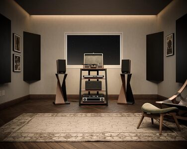 HiFi тумба FITUEYES для вінілу та аудіотехніки з полицями, 61x52x78 см - коричнева