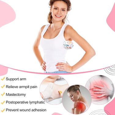 Juexica 4 Pack Lymph Edema Axilla Mastectomy Pillow Cotton Post-Breast Surgery Recovery Breast Pillow for Sleeping, Mastectomy, Armpit Pain Relief (Flower)