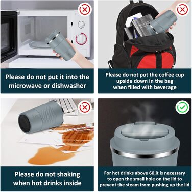 Термокружка CS COSDDI з нержавіючої сталі, 380 мл, для кави, води та чаю, з кришкою, для подорожей та авто, сірий колір