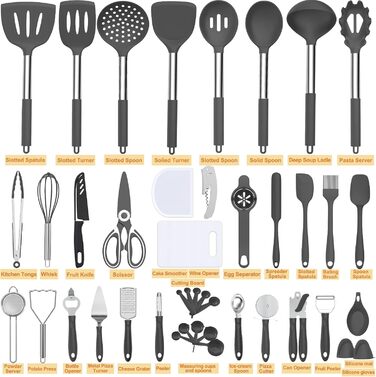 Набір кухонних аксесуарів Umite Chef, 43 шт., силікон, для антипригарного посуду