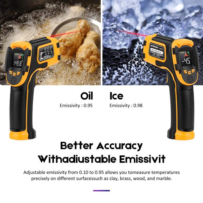 Інфрачервоний термометр SOVARCATE з лазерним цільовим вказівником -58°F~1112°F (-50°C～600°C) для кухні, барбекю, морозильника, промисловості