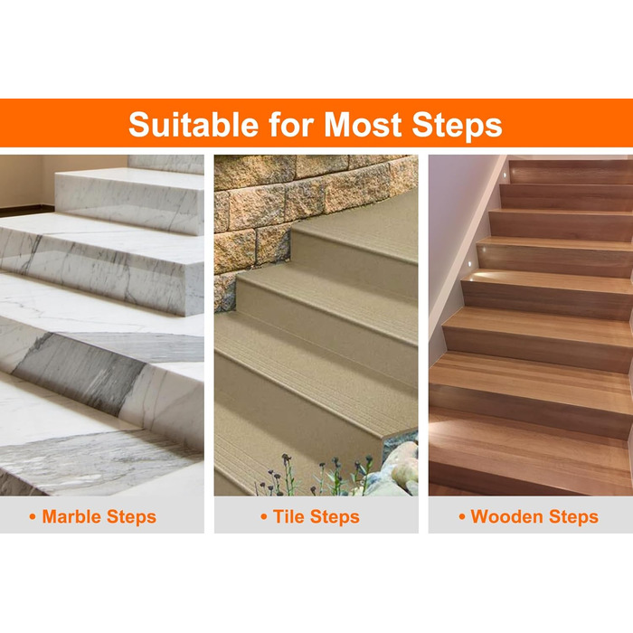 Transparent Stair Treads - 15 Piece Set - 10 x 81cm Anti-Slip Carpet for Stairs - Self-Adhesive Non-Slip Stair Mats for Wood Steps