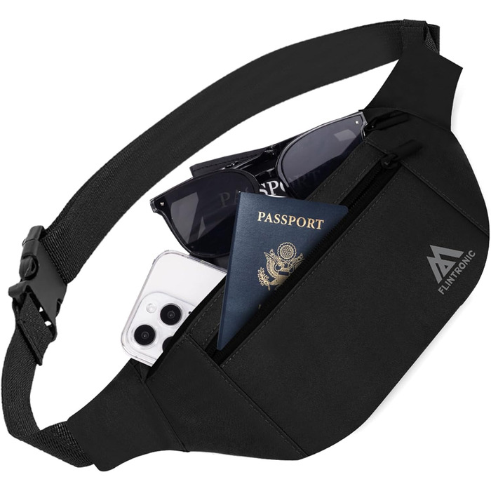 Поясна сумка Flintronic для чоловіків та жінок, стильна сумка на пояс, кросбоді, для спорту, відпочинку, міста, зелена (чорна)