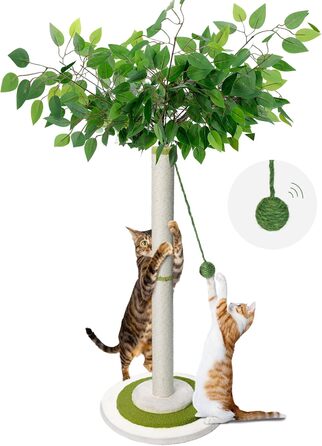 Zvonema Kratzbaum-Kratzstamm Scratching Post with 80 cm Height for Small and Large Cats, Sisal Rope Cat Scratching Post with 1 Interactive Ball, Scratching Pole Cat Furniture, for Indoor Activity, Play