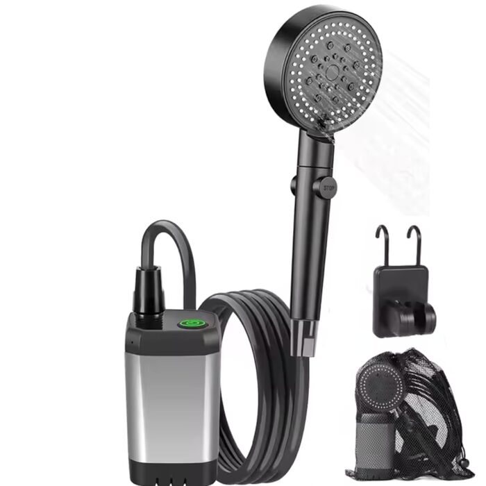 Портативна душова кабіна для кемпінгу HowseHold 6000 mAh з акумулятором, USB-C, регульований тиск, для відпочинку на природі, фестивалів, походів та подорожей