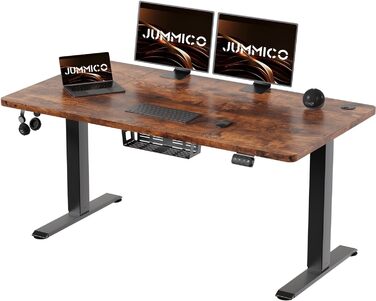 Електричний регульований стіл JUMMICO 120x60 см, з пам'яттю, антикольозійний, вінтажний коричневий, для офісу та дому