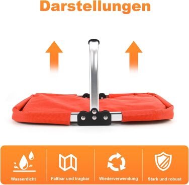 Складаний кошик для покупок 25L з м'якими ручками та кишенею на блискавці, червоний