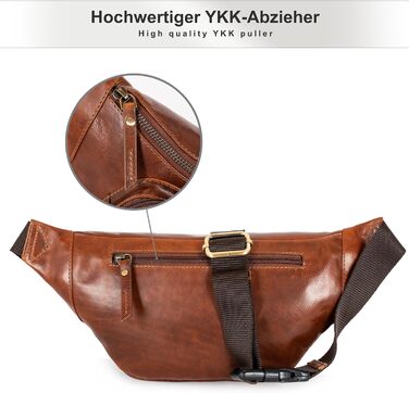 Чоловіча поясна сумка Marc Peter® Varadero з натуральної шкіри Наппа | Перехресна сумка на пояс для чоловіків та жінок | Шкіряна сумка через плече | Hip Bag | Колір: Восковий коричневий