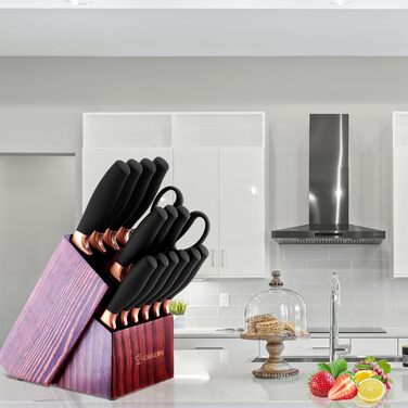 Набір ножів Chefhoablorn 15 предметів: професійний кухонний набір з нержавіючої сталі, 15 ножів у блоці