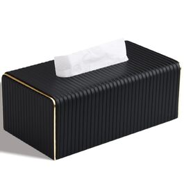 Скляниця для серветок з PU шкіри, чорна в смужку