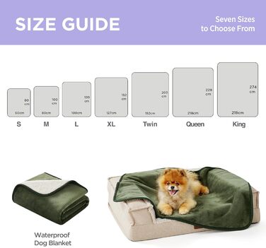 Водонепроникний коврик для собак Lesure, великий розмір 100x120 см, для активного відпочинку, з Sherpa Fleece, для собак та котів, миючий, захист дивану, оливковий