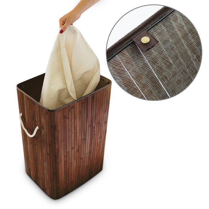 Relaxdays Bamboo Laundry Basket, Square