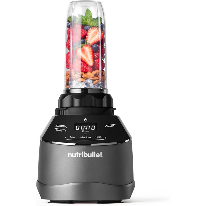 Блендер Nutribullet Full Size Combo, електричний міксер, професійний подрібнювач, 1500 Вт, 1,89 л, чорний