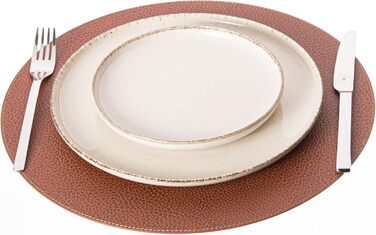 Nikalaz Placemats and Coasters made of Recycled Leather, Table Sets, 2 Piece Table Mats, Placemats 33 cm (Crocodile Embossing) (Dirty Brown)