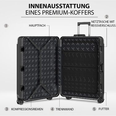 Набір валіз Voyagoux 2 шт. - 39L & 113L, з жорстким корпусом, TSA-замком, ABS, 4 колеса 360°, міцний та легкий, рожеве золото (72L, чорний)