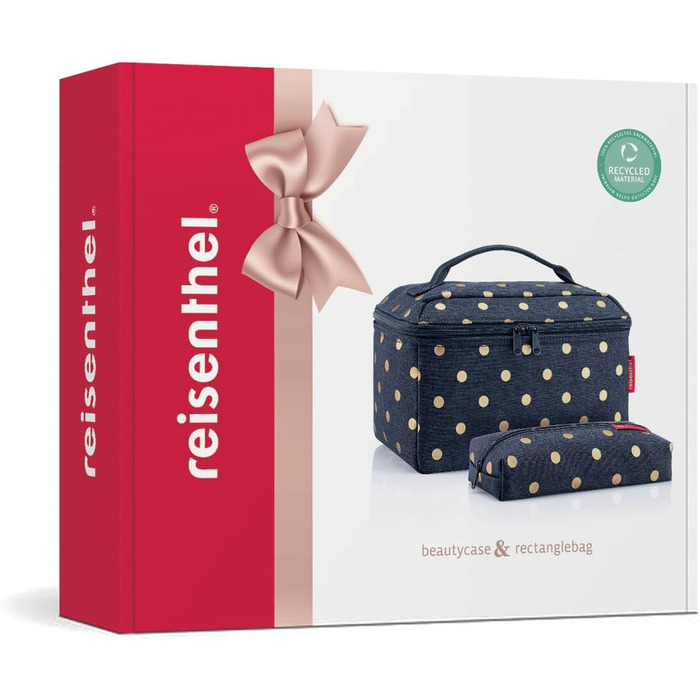 Набір косметичок reisenthel Beautycase Set: косметичка та прямокутна сумка для аксесуарів, Metallic Dots Blue (17x18x17 см та 21x8x4 см)