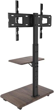 Підставка для телевізора Delphos Mobiler TV – мобільна, з дерев'яною основою, для телевізорів 32-70 дюймів, до 45 кг, регульована по висоті (до 130 см), поворотна ±25°, VESA 600x400 (волоський горіх)