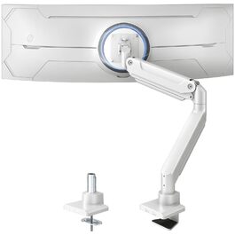 Кронштейн для монітора PUTORSEN Ultrawide до 49 дюймів (до 20 кг) — газліфт з регулюванням нахилу, повороту та обертання, VESA 75/100мм, білий