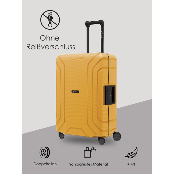 Набір валіз REDOLZ Hartschalen 3-х частинний (Dark Yellow) з TSA-замком та системою 3-точкового закриття | з поліпропілену | 65 см (M)