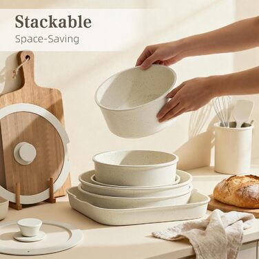 Набір каструль та сковорідок RIOVARM з знімними ручками: антипригарне покриття, кришки, сковорода для омлетів, гриль-сковорода, для всіх плит, стакельні каструлі