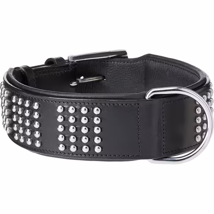 Nobby Leather Collar VINTO, black 60 cm (53-58 cm), 50 mm, 1 piece