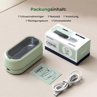 Ультразвукова мийка 48000 Гц, 350 мл, для ювелірних виробів, окулярів, годинників, зубних протезів (зелена)