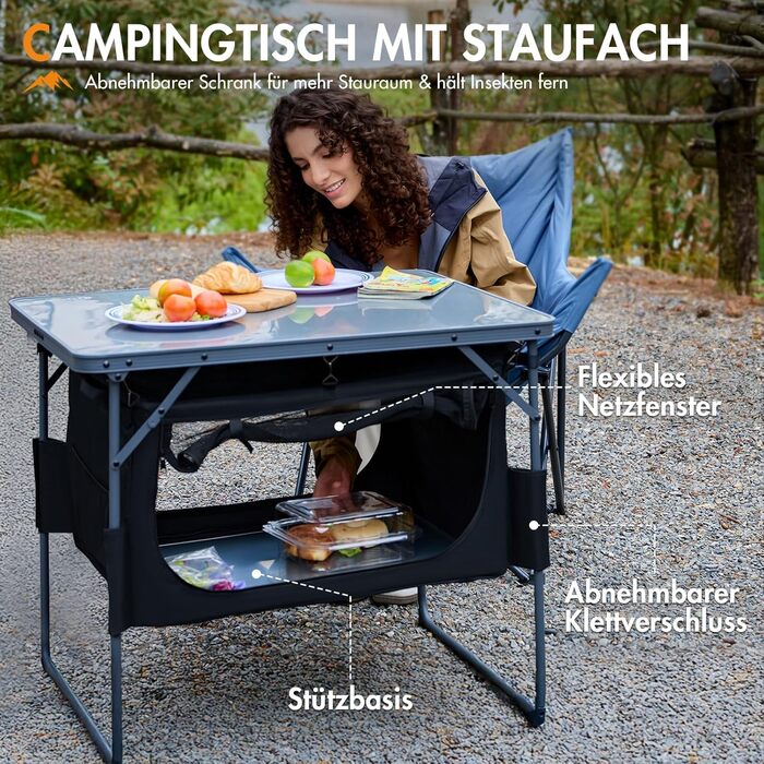 Складний кемпінговий стіл Portal зі зберіганням, портативний міні-стіл для пікніка, саду, балкону