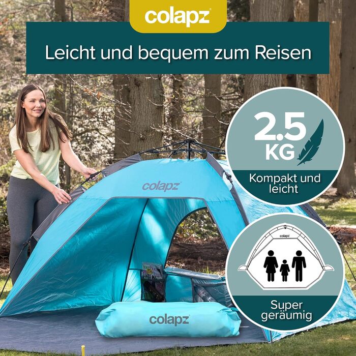 Colapz Camping Shower Tent & Pop-Up Toilet Tent with Storage - Privacy Beach Shelter & Outdoor Changing Room (Blue)