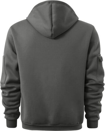 Світшот чоловічий з капюшоном на половинну блискавку, вінтажний, базовий, з довгими рукавами, оверсайз, великі розміри, армійський, з кількома кишенями (4XL, #7 темно-сірий)