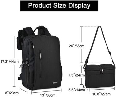 CADeN Рюкзак для фотокамери, водонепроникний, захист від крадіжок, відділення для ноутбука 15.6'', USB-порт, для DSLR Canon Nikon Sony